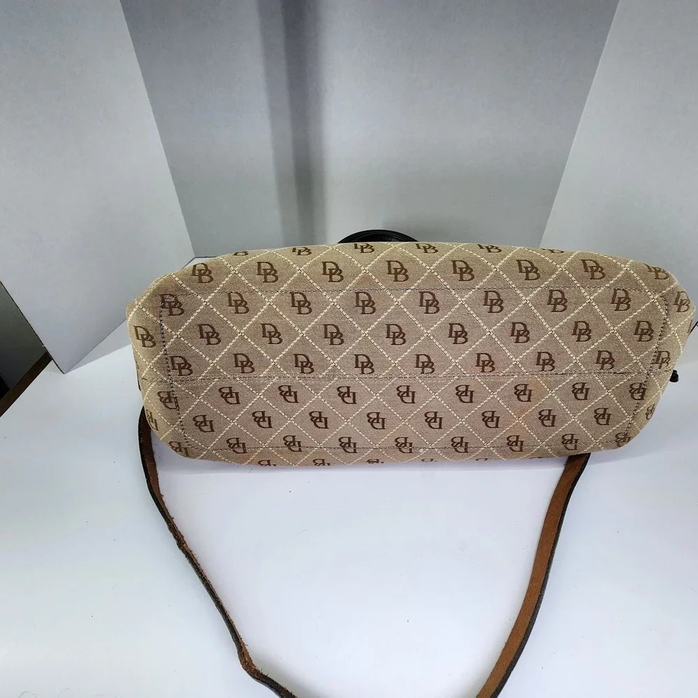 Dooney & Bourke Brown Monogram Hobo with Tan Leather Trim